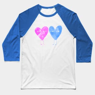 Cute blue and pink hearts in love Baseball T-Shirt